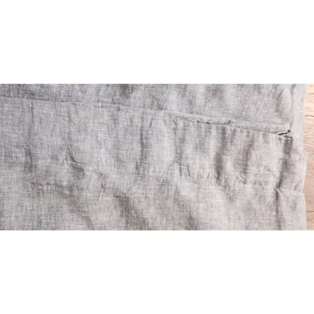 Pottery Barn Blue Chambray Linen 2 Curtain Panels 80 X 56